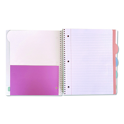 Carolina Pad Noted Five-Subject Spiral Notebook, Medium/College Rule, Randomly Assorted Cover Color, (150) 11 x 8.5 Sheets (17514)