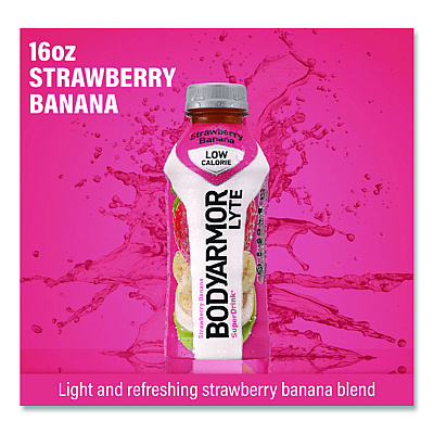BodyArmor LYTE Sports Drink, Strawberry Banana, 16 oz Bottle, 12/Pack (411896)