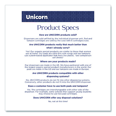 Unicorn Cotton Maxi Pads with Wings, Regular Absorbency, 40 Pads/Cartridge, 6 Cartridges/Pack (TOP08197)