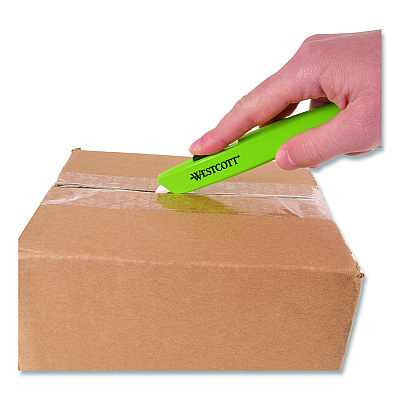 Westcott Full-Size Safety Cutter, ABS Handle, Green, 12/Pack (00659)