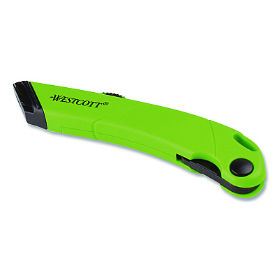 Westcott Ceramic Safety Cutter with Fold-Out Film Cutter, Plastic Handle, Green (00741)