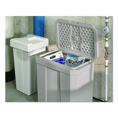 Suncast Salt Box, 28 gal, 23.75 x 15.75 x 23.75. Dove Gray (BMBX300)