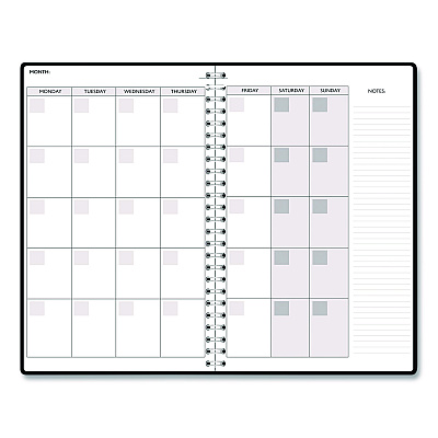 House of Doolittle Recycled Non-Dated Monthly/Weekly Planner, Flower Tiles, Tan/Black/White Cover, Undated (212145)
