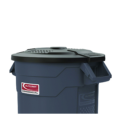 Suncast Commercial Utility Trash Can Lid for 32 gal Trash Can, 22.22" Diameter x 3", Black (TCU32GLIDD)