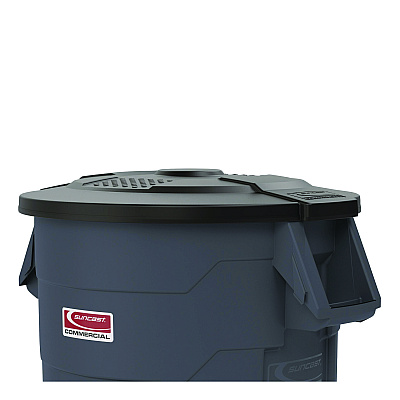Suncast Commercial Utility Trash Can Lid for 44 gal Trash Can, 24.88" Diameter x 3", Black (TCU44GLIDD)