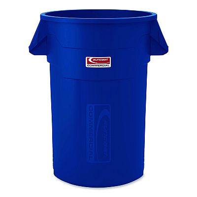 Suncast Commercial Injection Molded Utility Trash Can, 44 gal, Plastic/Resin, Blue (TCU44BL)