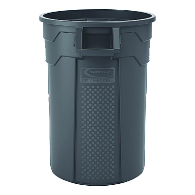 Suncast Commercial Injection Molded Utility Trash Can, 32 gal, Plastic/Resin, Gray (TCU32)