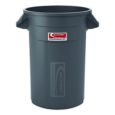 Suncast Commercial Injection Molded Utility Trash Can, 32 gal, Plastic/Resin, Gray (TCU32)