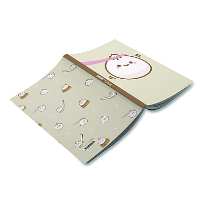 Denik Smoko Lil B Dumpling Layflat Notebook, 1-Subject, Medium/College Rule, Tan/White/Pink Cover, (72) 8 x 5 Sheets (LFC1887L)