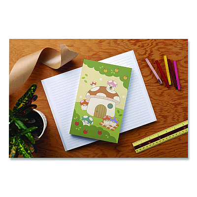 Denik Smoko Mushroom Garden Layflat Notebook, 1-Subject, Medium/College Rule, Green/Tan/Red Cover, (72) 8 x 5 Sheets (LFC1888L)