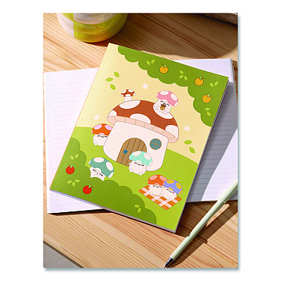 Denik Smoko Mushroom Garden Layflat Notebook, 1-Subject, Medium/College Rule, Green/Tan/Red Cover, (72) 8 x 5 Sheets (LFC1888L)