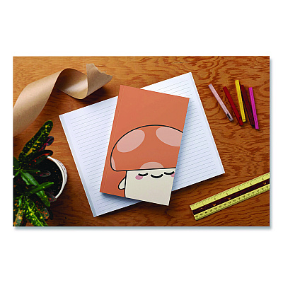 Denik Smoko Kai Mushroom Layflat Notebook, 1-Subject, Medium/College Rule, Orange/White Cover, (72) 8 x 5 Sheets (LFC1891L)