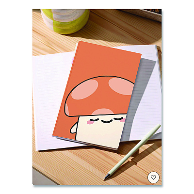 Denik Smoko Kai Mushroom Layflat Notebook, 1-Subject, Medium/College Rule, Orange/White Cover, (72) 8 x 5 Sheets (LFC1891L)