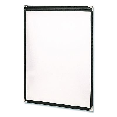 General Printing & Design Menu Holder For 8.5 x 11 Menus, Portrait Orientation, 2-View, 9.3 x 12 Holder, Clear/Black/Silver, 10/Pack (SPLSMENU2)