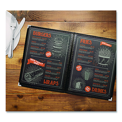 General Printing & Design Menu Holder For 8.5 x 11 Menus, Portrait Orientation 4-View, 9.6 x 11.9, Clear/Black/Silver (SPLSMENU41PK)
