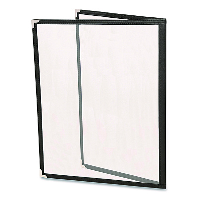 General Printing & Design Menu Holder For 8.5 x 11 Menus, Portrait Orientation 4-View, 9.6 x 11.9, Clear/Black/Silver (SPLSMENU41PK)