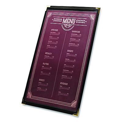 General Printing & Design Menu Holder For 11 x 17 Menus, Portrait Orientation, 11.7 x 18, Clear/Black/Silver (SPLSMENU1117)