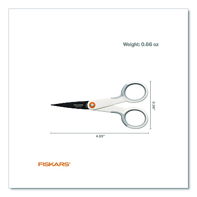 Fiskars SoftGrip Nonstick Scissors, 5" Long, Straight White/Gray Handle (1069763)