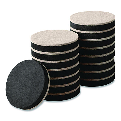 Scotch Furniture Sliders, 3.5" dia, Black/Beige, 16/Pack (SP674NA)