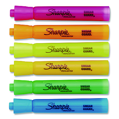 Sharpie Smear Guard Tank Highlighters, Assorted Ink, Chisel Tip, Assorted Barrel, 20/Pack (25018)