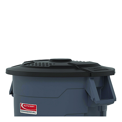 Suncast Commercial Utility Trash Can Lid for 20 gal Trash Can, 19.74" Diameter x 2.9", Black (TCU20GLIDD)