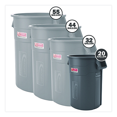 Suncast Commercial Injection Molded Utility Trash Can, 20 gal, Resin, Gray (TCU20)
