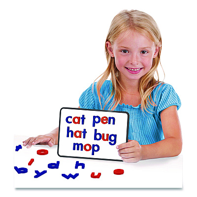 Junior Learning Inc Rainbow Lowercase Letters, (2) Alphabet Sets, (2) Extra Vowel Sets, +/- 1.6" Tall, Blue Consonants, Red Vowels, 62 Pieces (196)