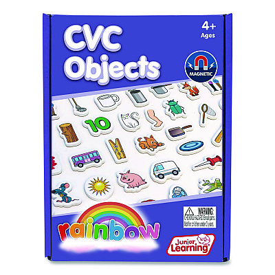 Junior Learning Inc Rainbow CVC Objects, +/- 1.6" Tall, Assorted Objects and Object Colors, White Background, 40 Pieces (641)