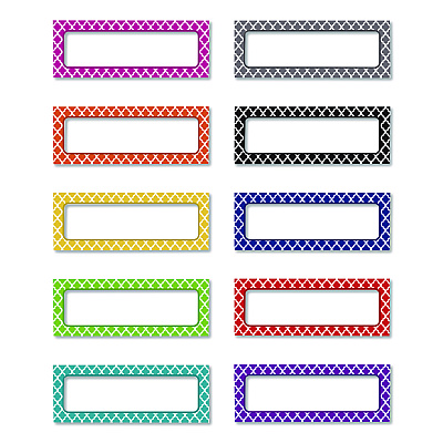 Teacher Created Resources Moroccan Magnetic Labels, 10 Assorted Colors, 2.5" x 1", 30/Pack (20684)