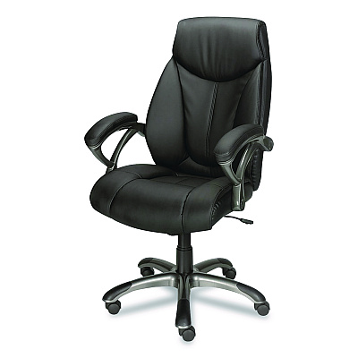 Workplace2.0 Ramsey Bonded Leather Manager Chair, Supports Up to 275 lb, 18.6" to 22.5" Seat Height, Black Seat/Back, Black Base (ST62216)