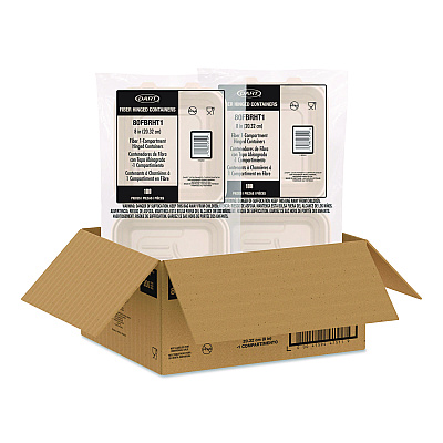 Dart Compostable Molded Fiber Hinged Trays, ProPlanet Seal, 8.65 x 7.94 x 2.98, Natural, 200/Carton (80FBRHT1)