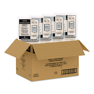 Dart Compostable Molded Fiber Hinged Trays, ProPlanet Seal, 6.12 x 5.87 x 3.1, Natural, 500/Carton (60FBRHT1)