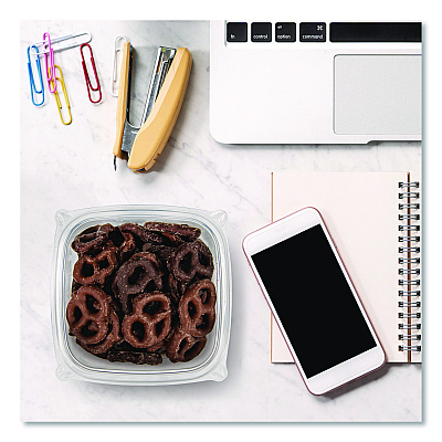 Dart Square Plastic Bowls, 16 oz, 8.5 x 8.5 x 1.96, Clear, Plastic, 63 Bowls/Sleeve, 8 Sleeves/Carton (C16SB)