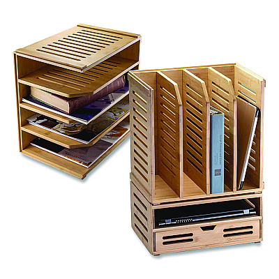 Officemate Bamboo Magazine File, 14.09 x 14.41 x 14.41, Brown (71006)