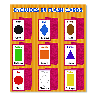 Carson-Dellosa Education Colors and Shapes Flash Cards, Grades Pre-K to 1, 3.25" x 5.25", Assorted Colors, 54 Cards (0769646891)