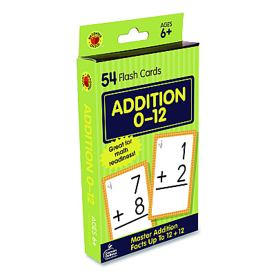 Carson-Dellosa Education Addition 0 to 12 Flash Cards, Grades 1 to 5, 3.25" x 5.25", Assorted Colors, 54 Cards (0769677118)