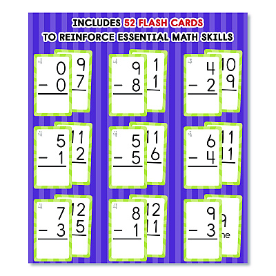 Carson-Dellosa Education Subtraction 0 to 12 Flash Cards, Grades 1 to 5, 3.25" x 5.25", Assorted Colors, 54 Cards (0769677215)