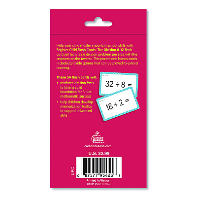 Carson-Dellosa Education Division 0 to 12 Flash Cards, Grades 4 to 6, 3.25" x 5.25", Assorted Colors, 54 Cards (0769677231)