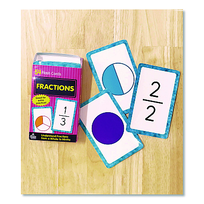 Carson-Dellosa Education Fractions Flash Cards, Grades 4 to 6, 3.25" x 5.25", Assorted Colors, 54 Cards (0769677339)