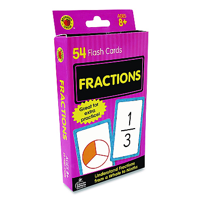 Carson-Dellosa Education Fractions Flash Cards, Grades 4 to 6, 3.25" x 5.25", Assorted Colors, 54 Cards (0769677339)
