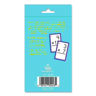 Carson-Dellosa Education Multiplication 0 to 12 Flash Cards, Grades 4 to 6, 3.25" x 5.25", Assorted Colors, 54 Cards (0769677436)