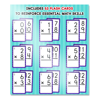 Carson-Dellosa Education Multiplication 0 to 12 Flash Cards, Grades 4 to 6, 3.25" x 5.25", Assorted Colors, 54 Cards (0769677436)