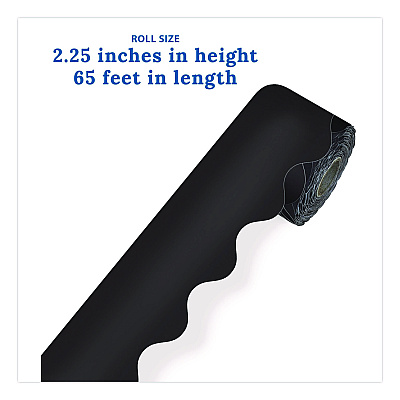 Carson-Dellosa Education Rolled Scalloped Border, 2.25" x 65 ft, Black (108472)