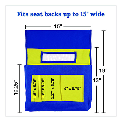 Carson-Dellosa Education Chairback Buddy for Student Chairs with a Back Width Up to 15", Medium, 15 x 1.5 x 19, Fabric, Blue/Yellow (158036)