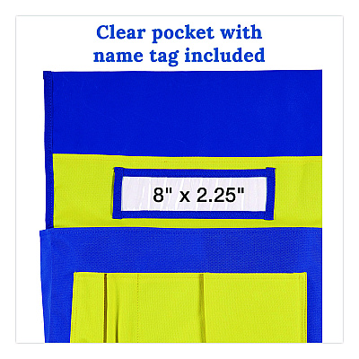 Carson-Dellosa Education Chairback Buddy for Student Chairs with a Back Width Up to 15", Medium, 15 x 1.5 x 19, Fabric, Blue/Yellow (158036)