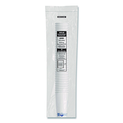 Solo Recycled Content PCF Paper Hot Cups, ProPlanet Seal, 20 oz, White/Blue, 600/Carton (420RCPLANET)