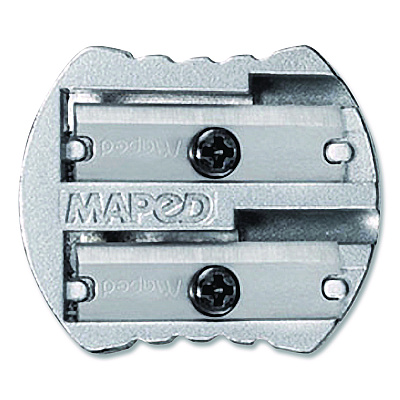 Maped Helix Classic 2-Hole Metal Pencil Sharpener, 2.56 x 0.67 x 4.92, Silver (006700)