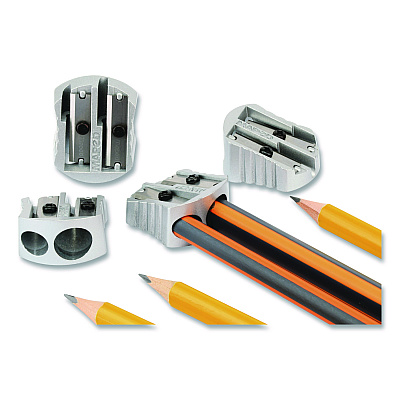 Maped Helix Classic 2-Hole Metal Pencil Sharpener, 2.56 x 0.67 x 4.92, Silver (006700)