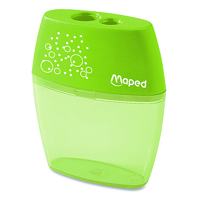 Maped Helix Shaker Two-Hole Canister Pencil Sharpener, 3.74 x 1.02 x 4.92, Randomly Assorted Color (634755)