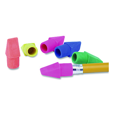 Maped Helix Classic Pencil Cap Erasers, For Pencil Marks, Assorted Colors, 15/Pack (37158)